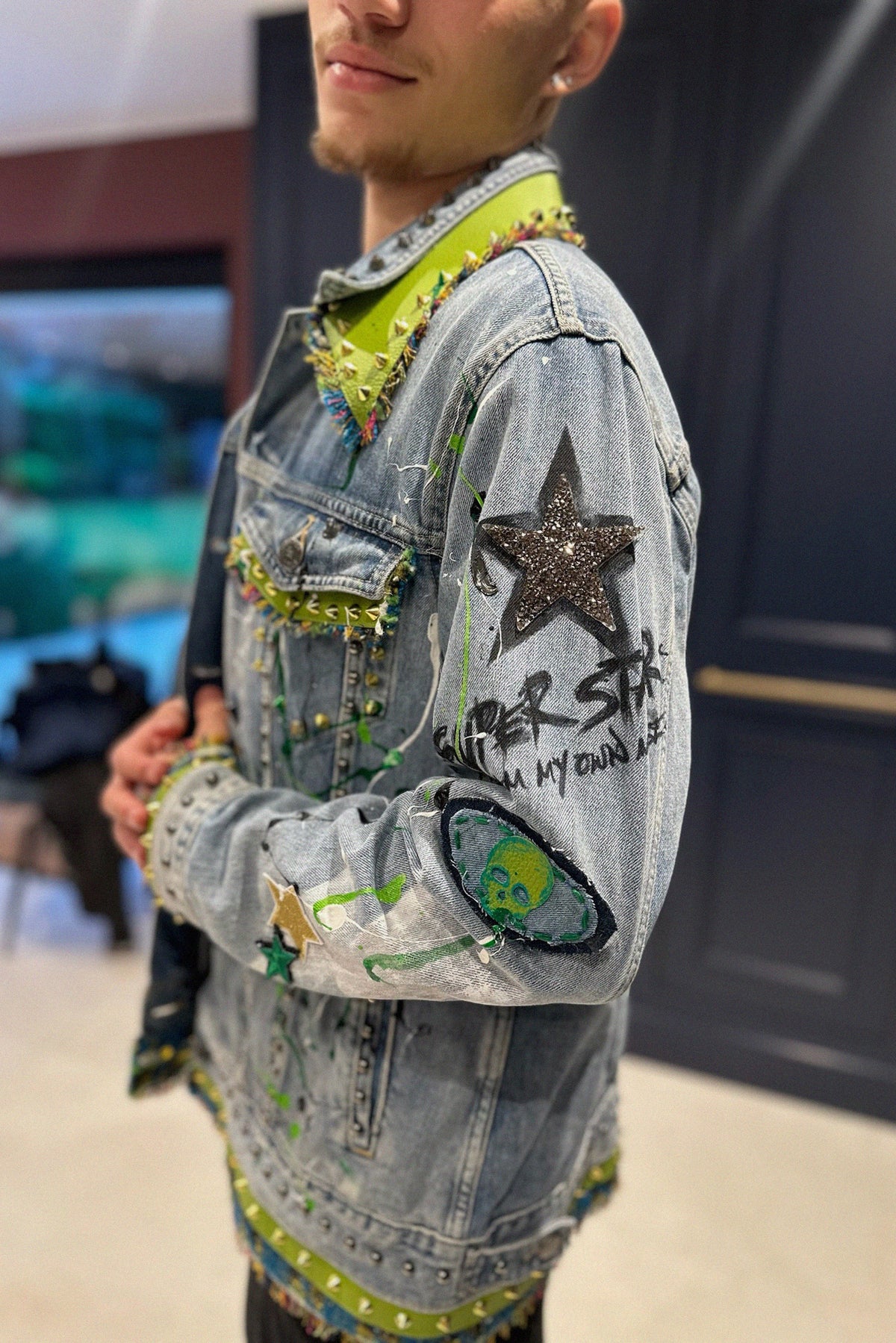 BAILEY Denim jacket lifestyle — Skinner & Vale upcycled denim jacket