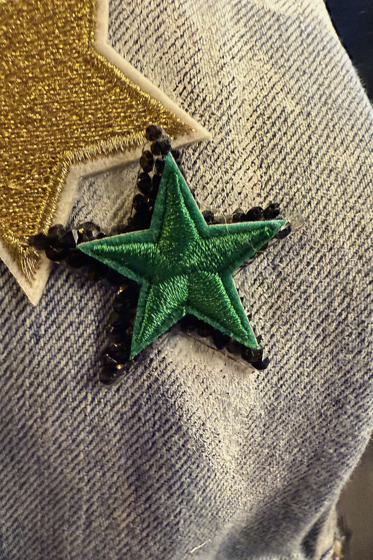 BAILEY Denim jacket close-up detail — Skinner & Vale upcycled denim jacket