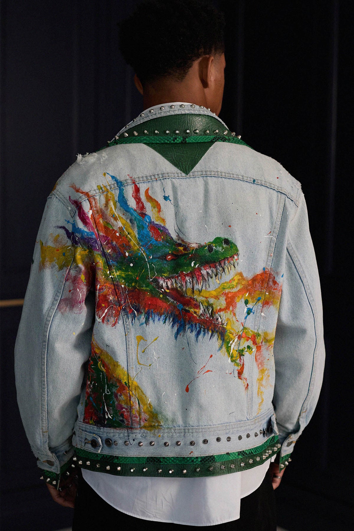 DRAGON Denim Jacket lifestyle — Skinner & Vale upcycled denim jacket