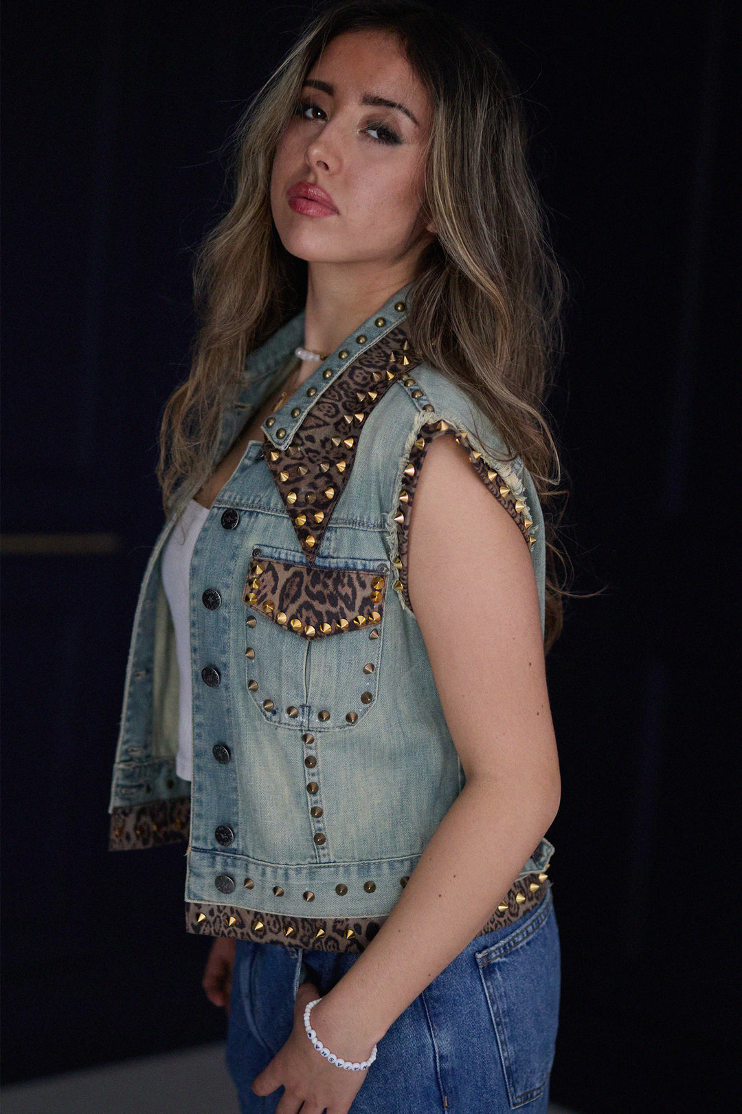 LEOPARD Denim Gilet