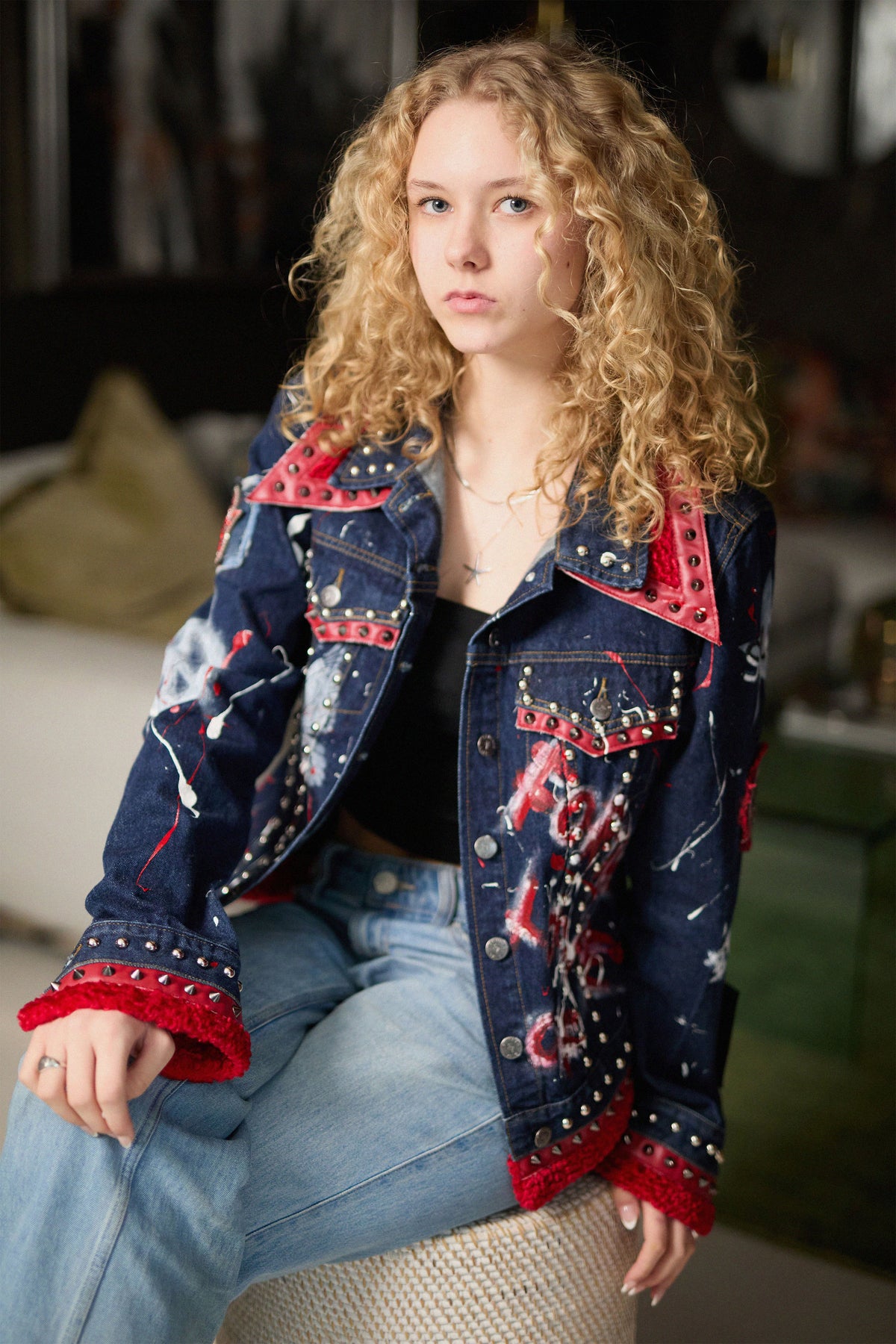 LIBBY Denim Jacket front view — Skinner & Vale upcycled denim jacket