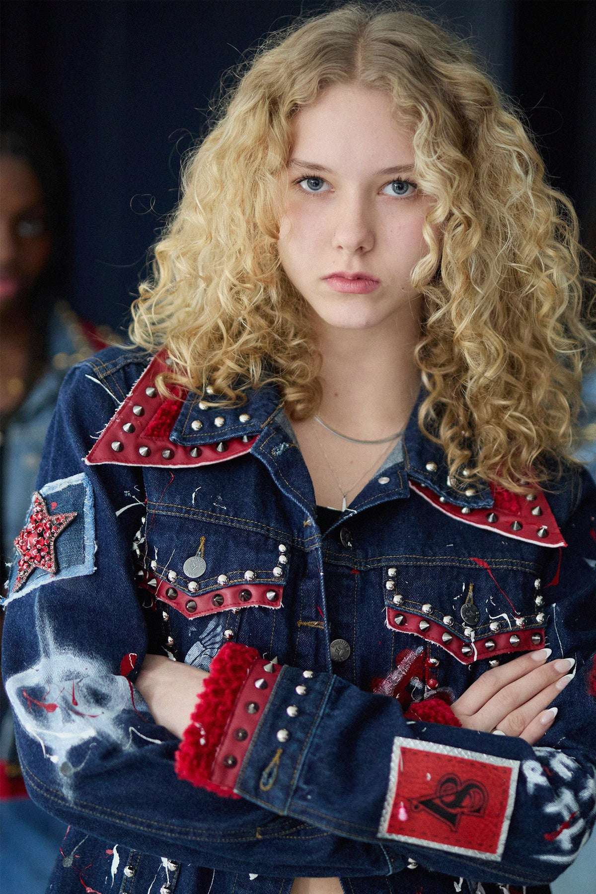 LIBBY Denim Jacket detail view — Skinner & Vale upcycled denim jacket