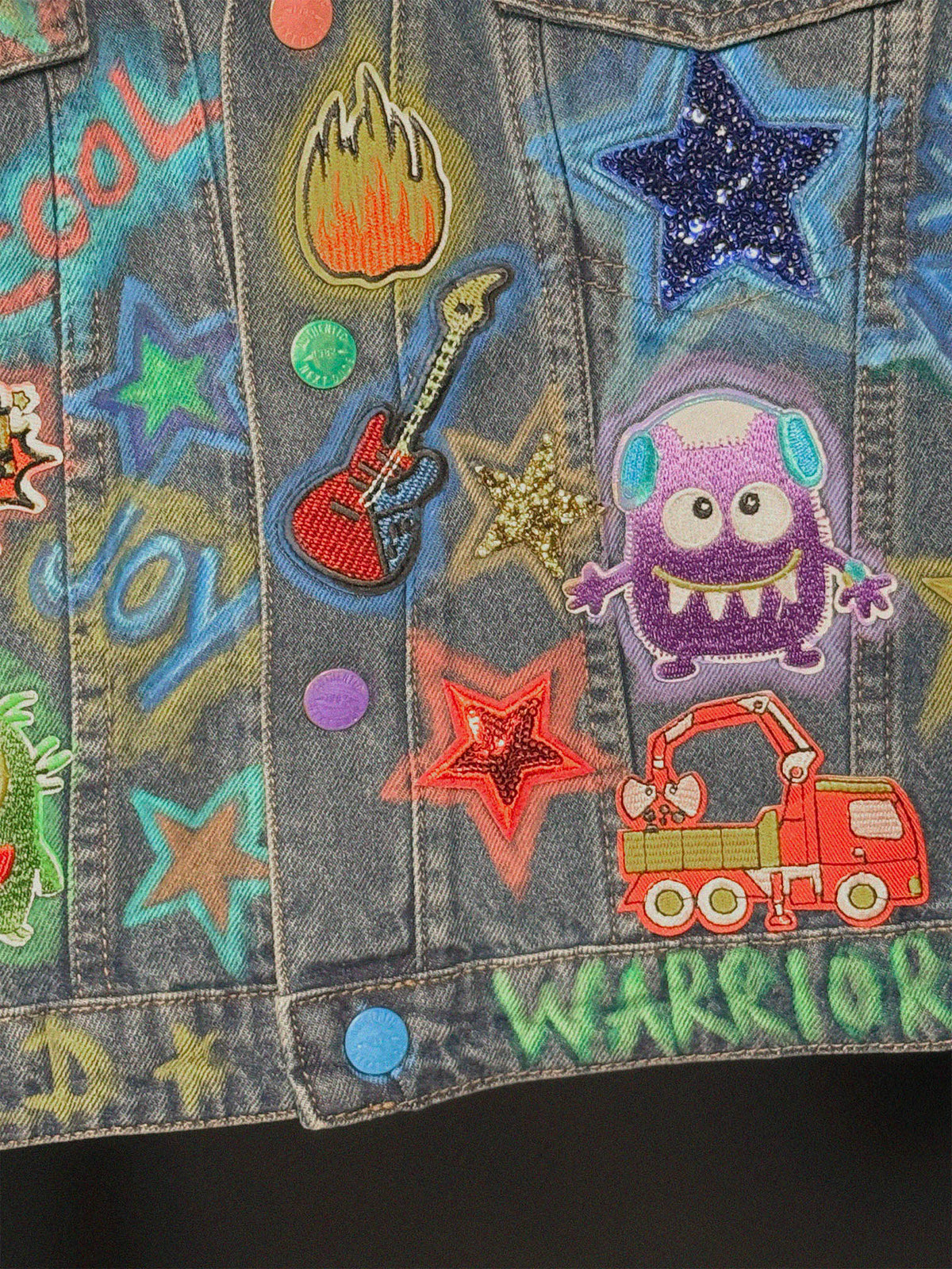 LITTLE LEGEND Boys Denim Jacket back view — Skinner & Vale upcycled denim jacket