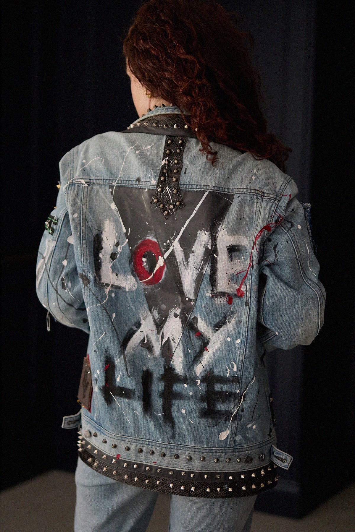 LOVE MY LIFE Womens Denim Jacket lifestyle — Skinner & Vale upcycled denim jacket