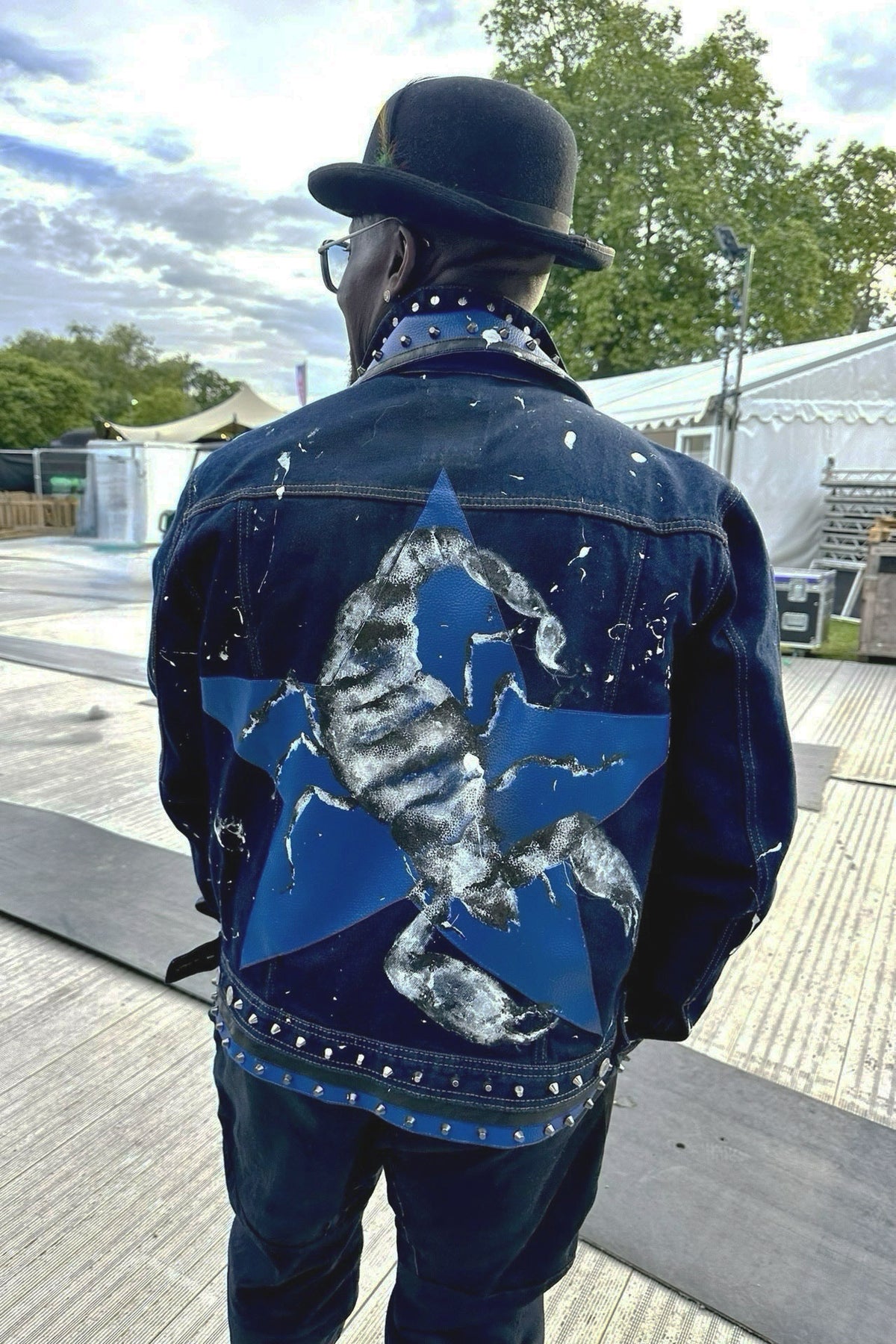 SCORPION Denim Jacket detail view — Skinner & Vale upcycled denim jacket