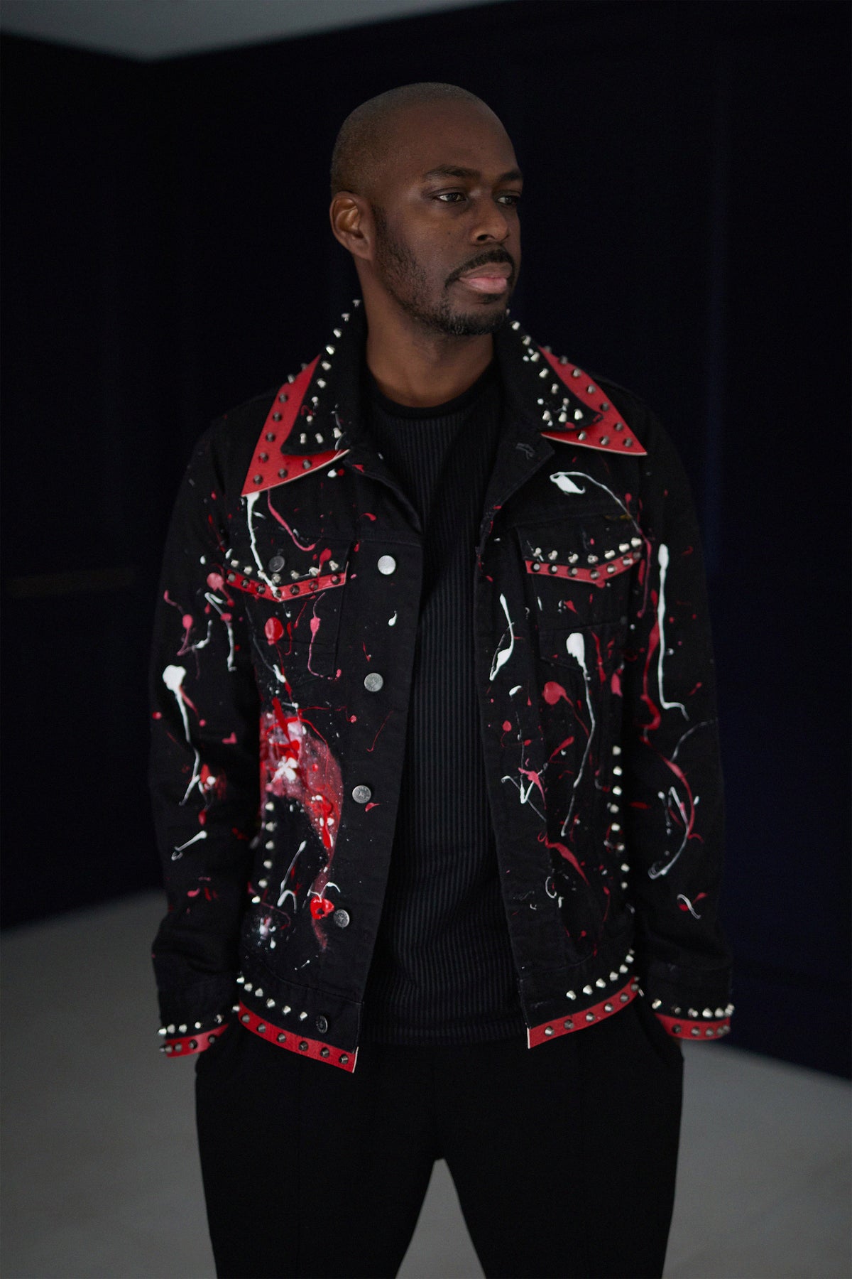 SNAKE Denim Jacket front view — Skinner & Vale upcycled denim jacket
