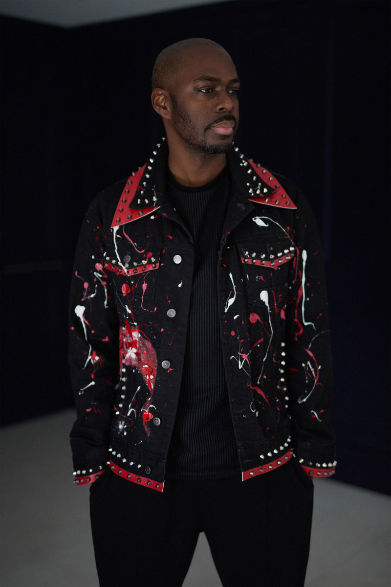 SNAKE Denim Jacket front view — Skinner & Vale upcycled denim jacket